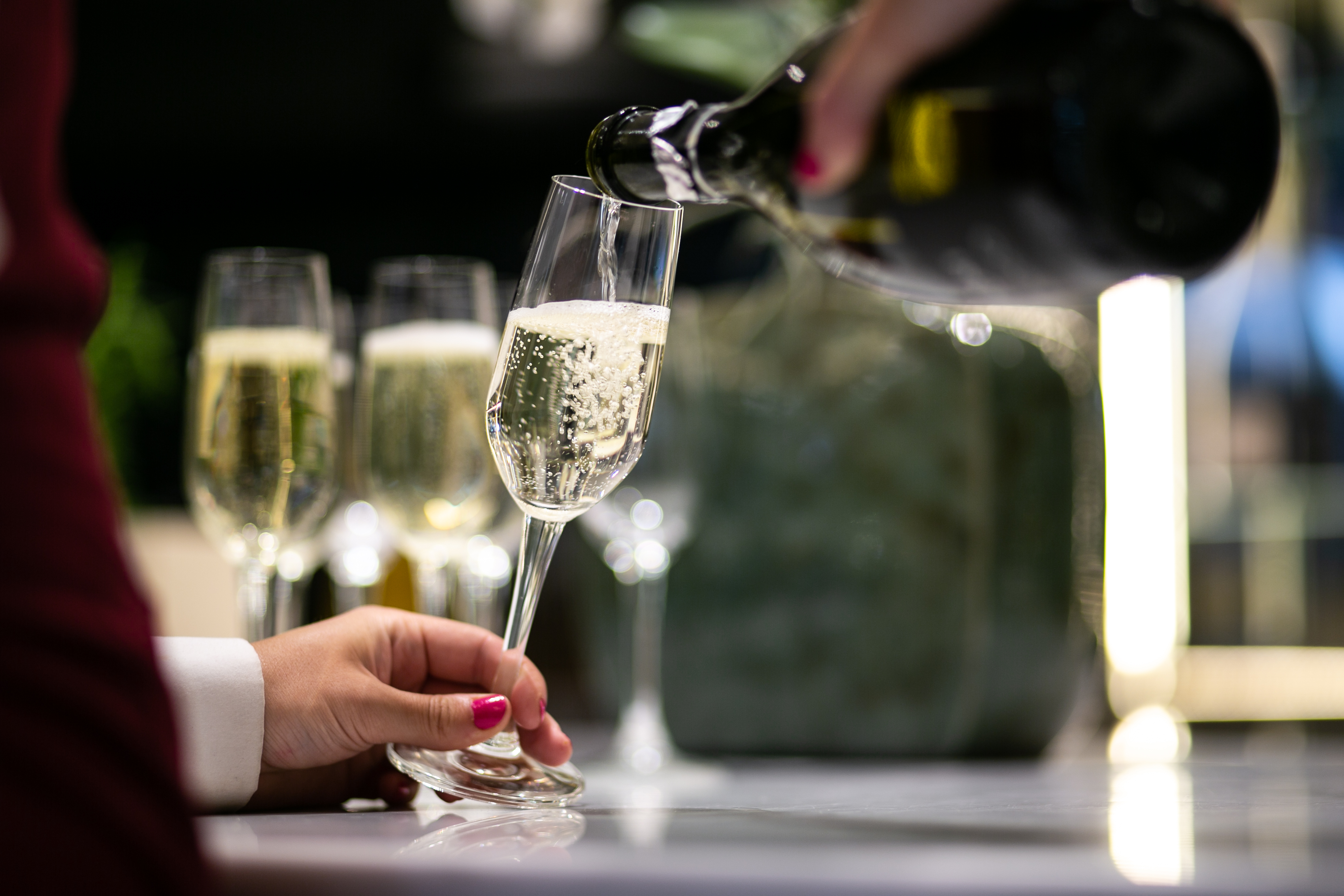 Champagne being poured into glass