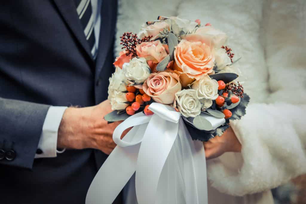 floral arrangement for a winter wedding