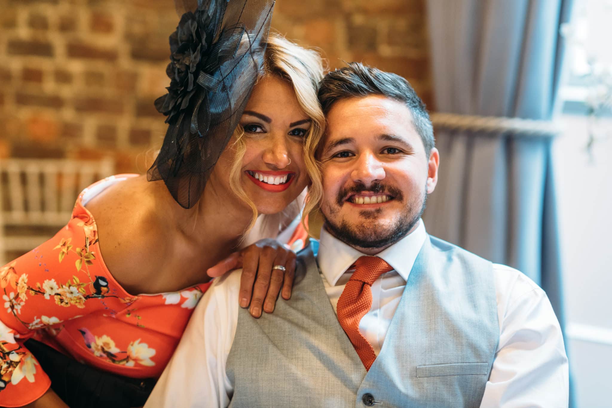 wedding guests smiling for a photo